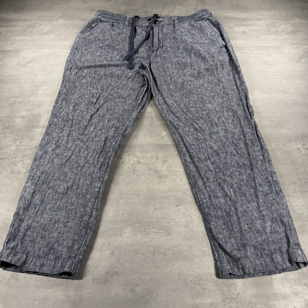 Banana Republic Linen Pants Women 31x25‎ Navy High Rise Drawstring Elastic Waist